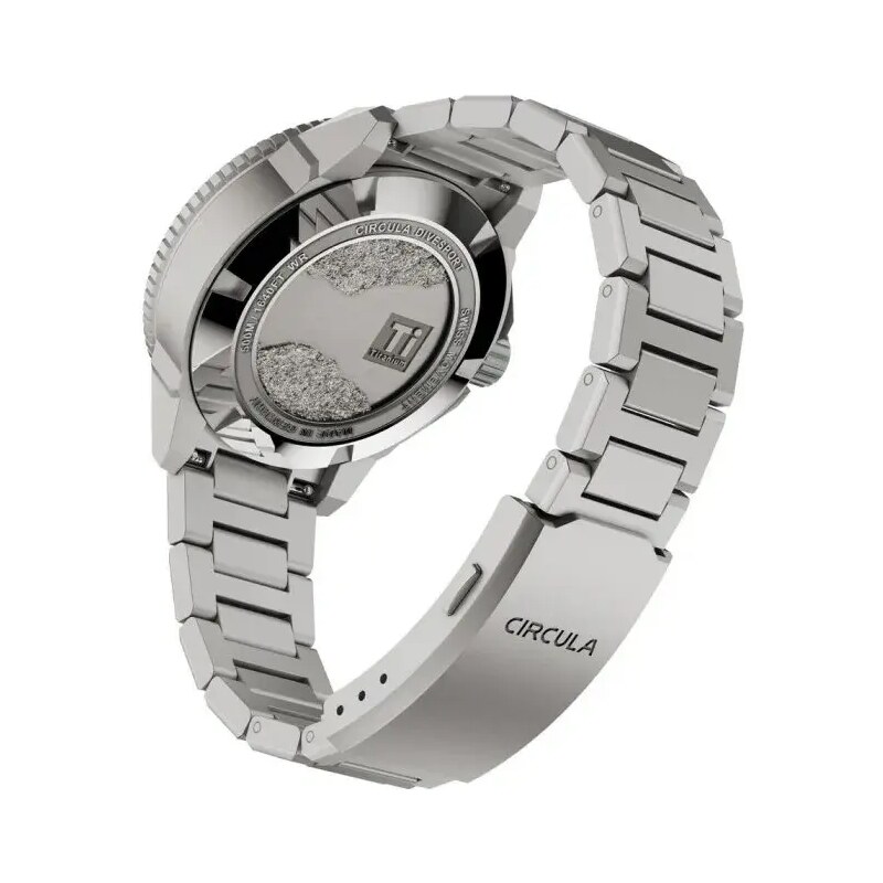 Circula Watches Stříbrné pánské hodinky Circula s ocelovým páskem DiveSport Titan - Petrol / Black DLC Titanium 42MM Automatic