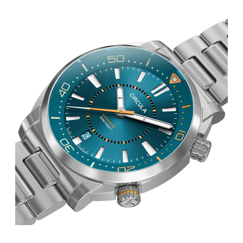 Circula Watches Stříbrné pánské hodinky Circula s ocelovým páskem SuperSport - Blue 40MM Automatic
