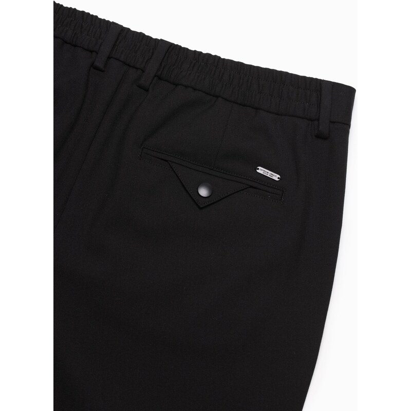 Ombre Clothing Pánské chino kalhoty s elastickým pasem SLIM FIT - černé V3 OM-PACP-0158