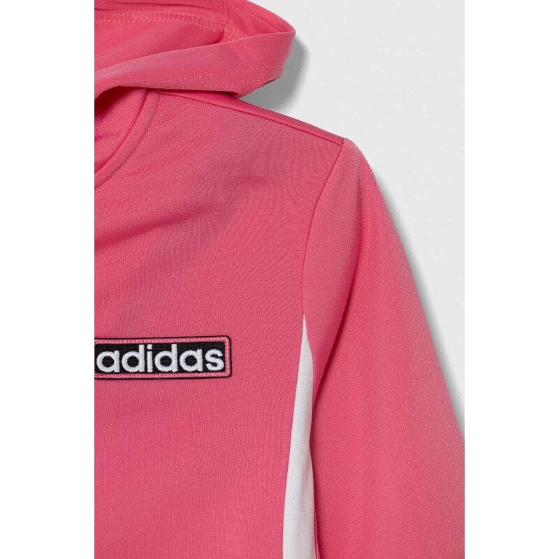 Dětská mikina adidas Originals růžová barva, s kapucí, vzorovaná
