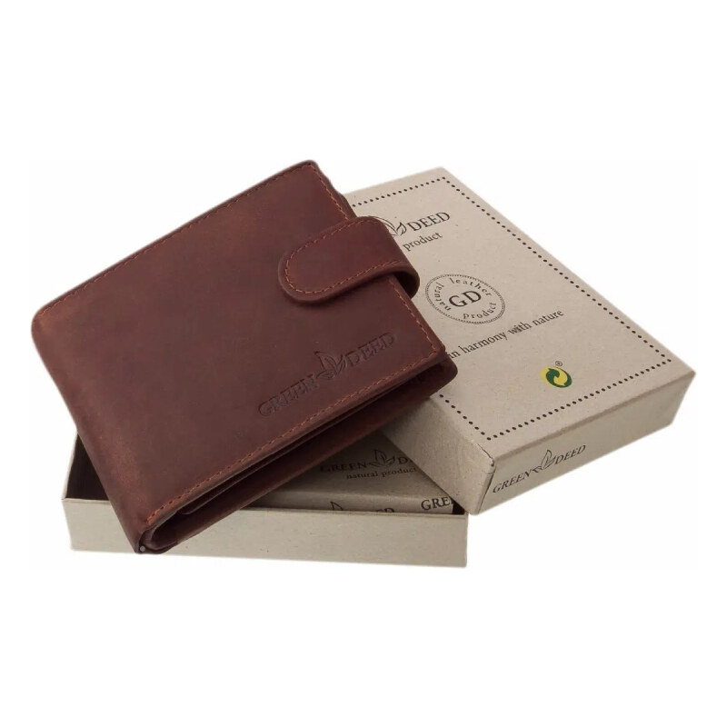 Green Deed Pánská kožená hnědá peněženka s přezkou (GPPN400)