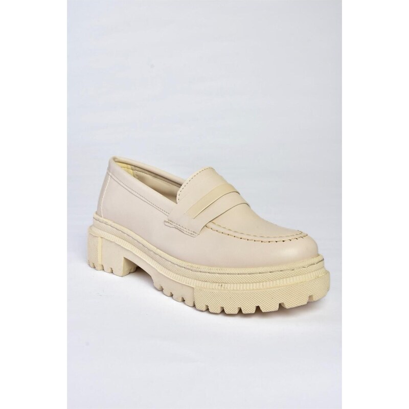 Fox Shoes P6520345009 Beige Thick Soled Women's Casual Shoes P652034500