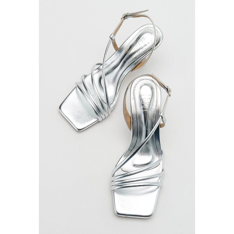 LuviShoes Narva Silver Metallic Women's Heeled Shoes