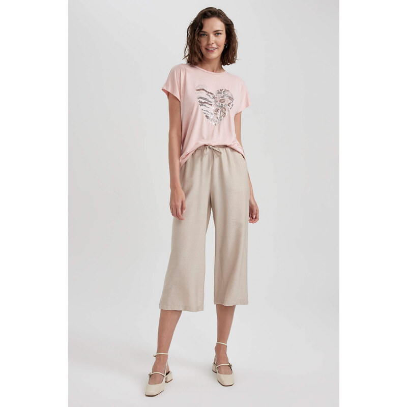 DEFACTO Linen Look Capri Trousers