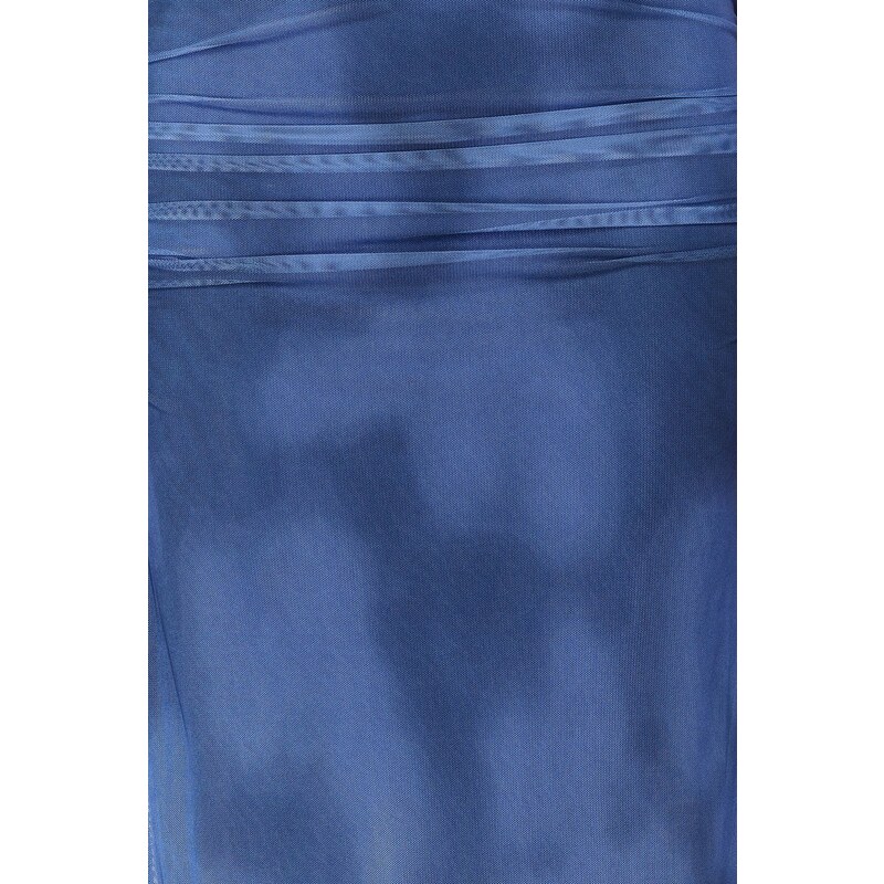 Trendyol Indigo Draped Maxi Tulle Stretch Knitted Skirt