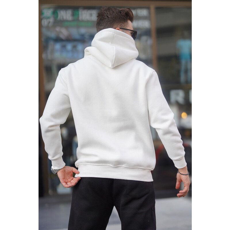 Madmext Ecru Hooded Button Detailed Sweatshirt 6150