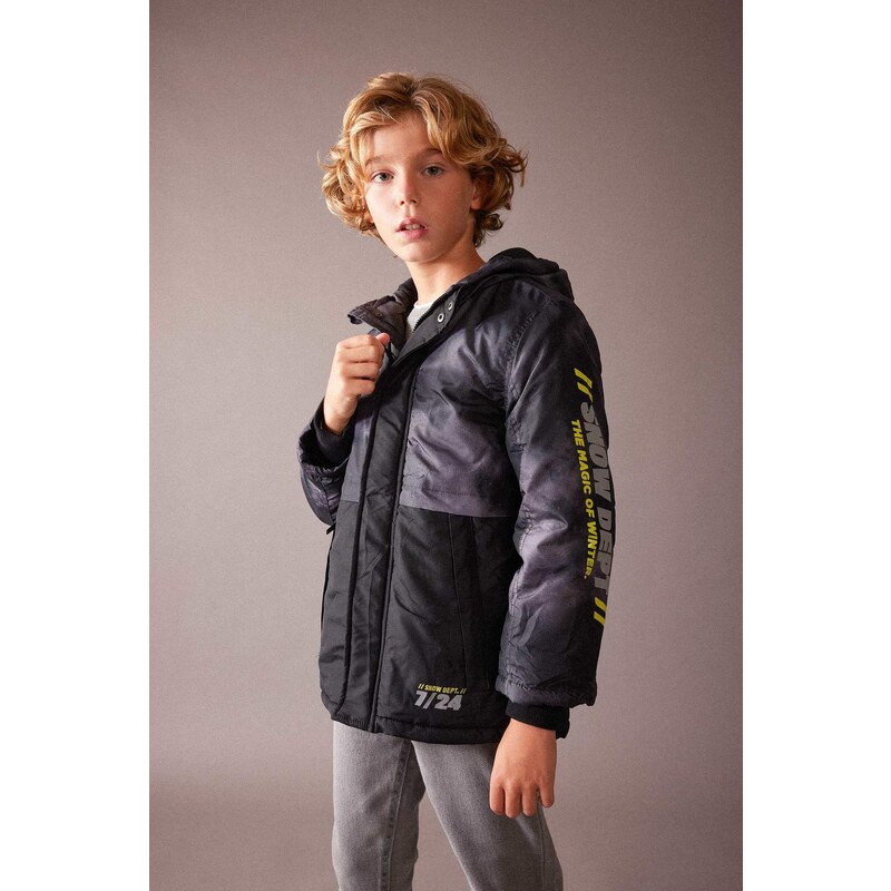 DEFACTO Boy Hooded Fleece Lined Coat