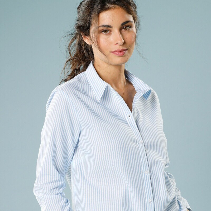 Blancheporte Proužkovaná košile, pro malou postavu bílá/modrá 38