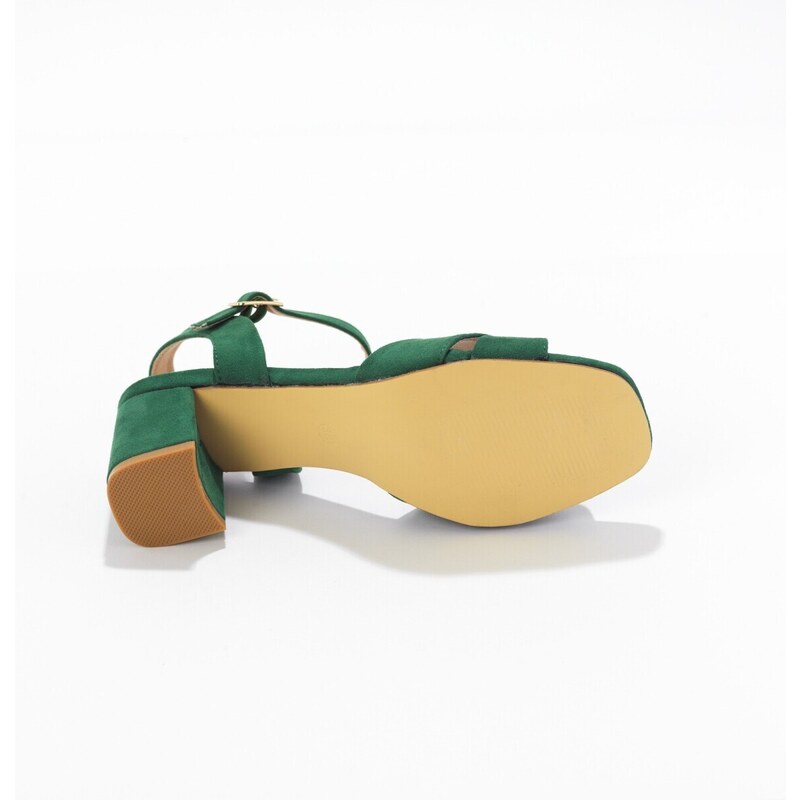 Blancheporte Sandály s překříženými pásky na podpatku zelená 36