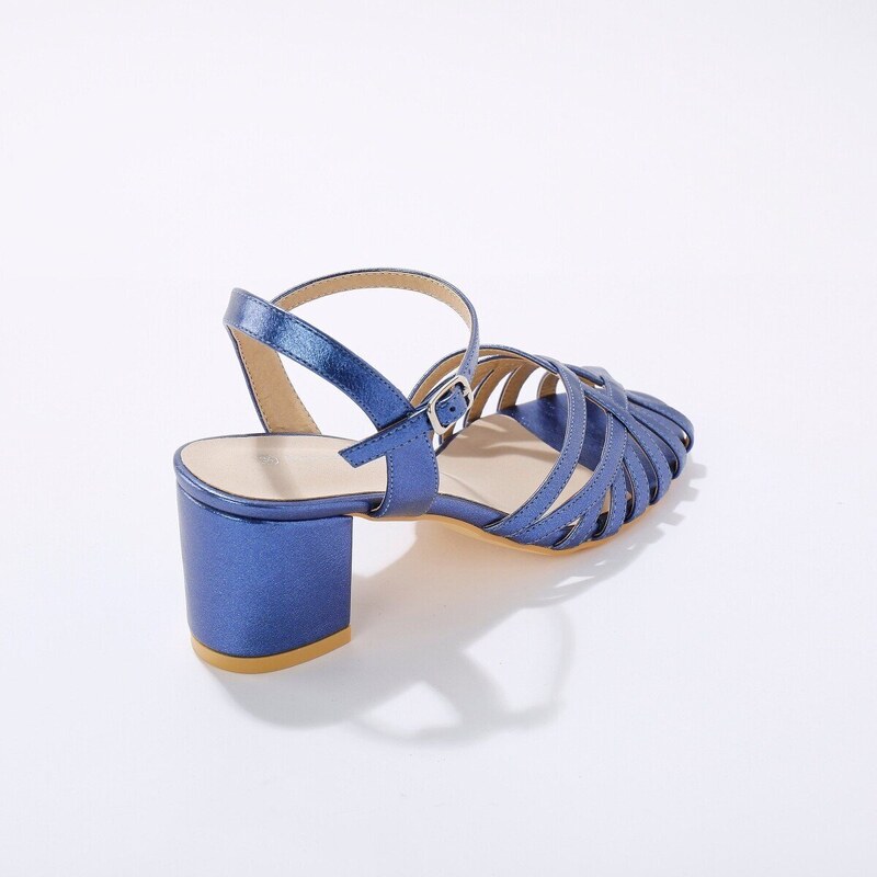 Blancheporte Metalické sandály na podpatku modrá 38