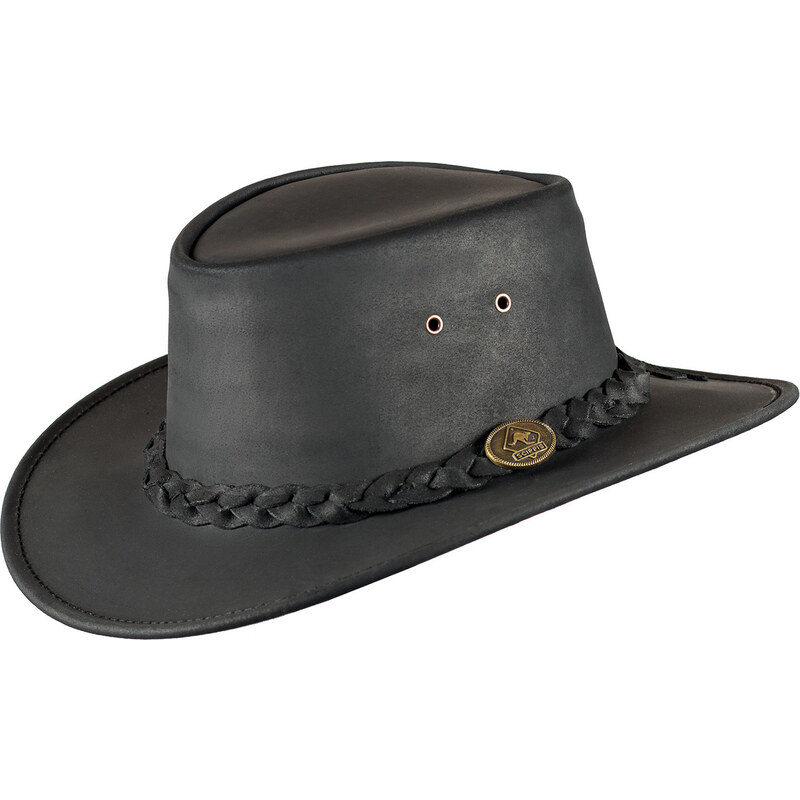 Scippis Australský klobouk černý kožený - BUSHMAN