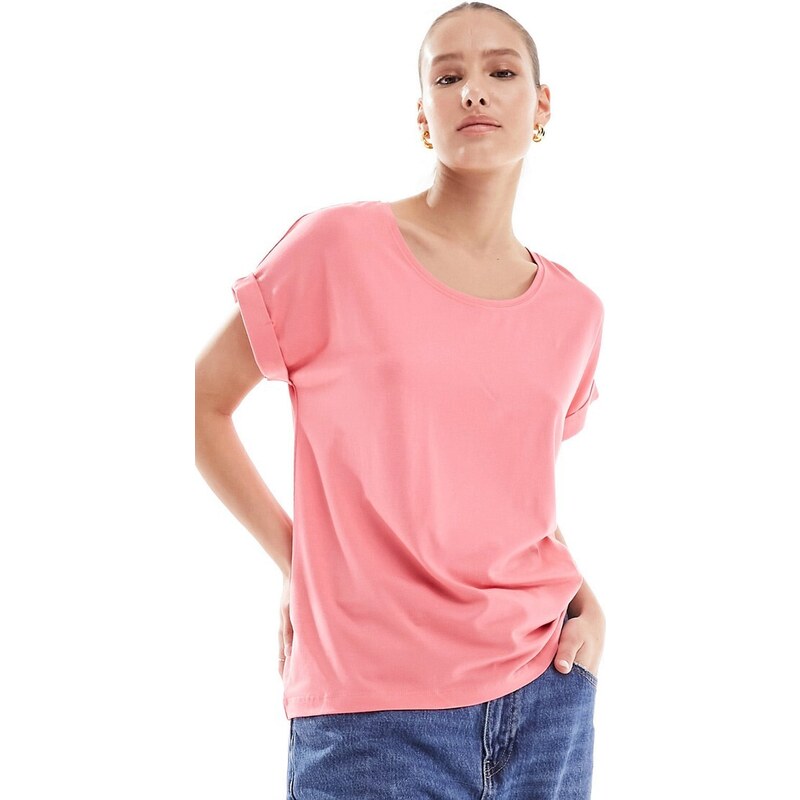 ONLY short sleeve crew neck top in pink 89830262