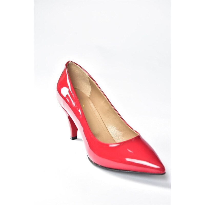 Fox Shoes Red Patent Leather Women's Low Heeled Daily Heeled Shoes
