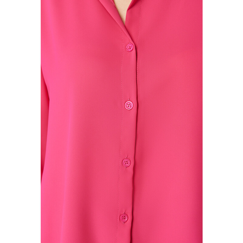 Trendyol Fuchsia Mother of Pearl Buttoned Regular Fit Matte Woven Shirt