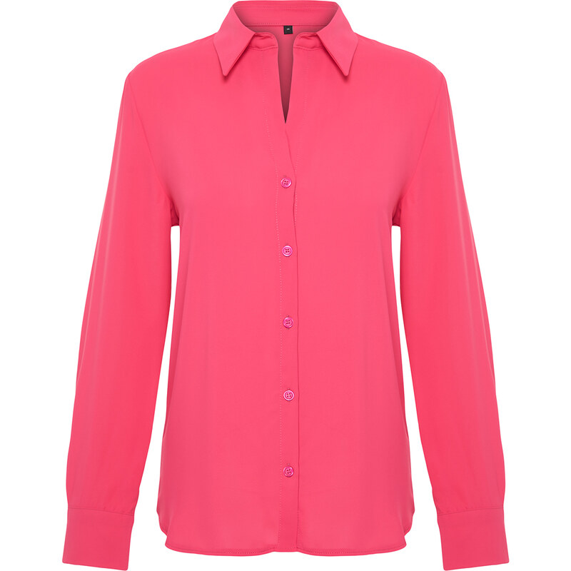 Trendyol Fuchsia Mother of Pearl Buttoned Regular Fit Matte Woven Shirt