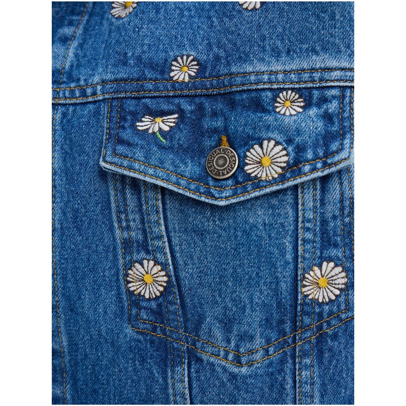 Modrá dámská květovaná džínová bunda Desigual Flowers - Dámské