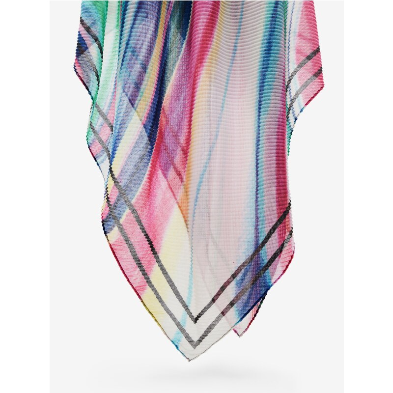 Růžovo-modrý dámský vzorovaný šátek Desigual Powercolor Rectangle - Dámské