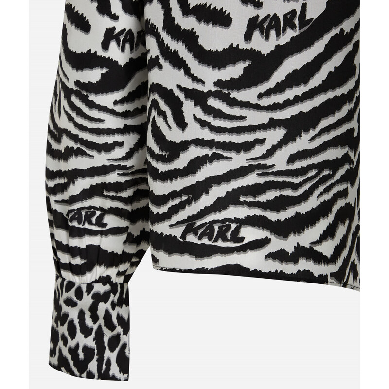 HALENKA KARL LAGERFELD ANIMAL PRINT SILK SHIRT