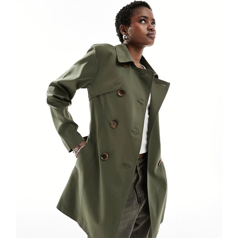 ONLY trench coat in khaki-Green 91397266