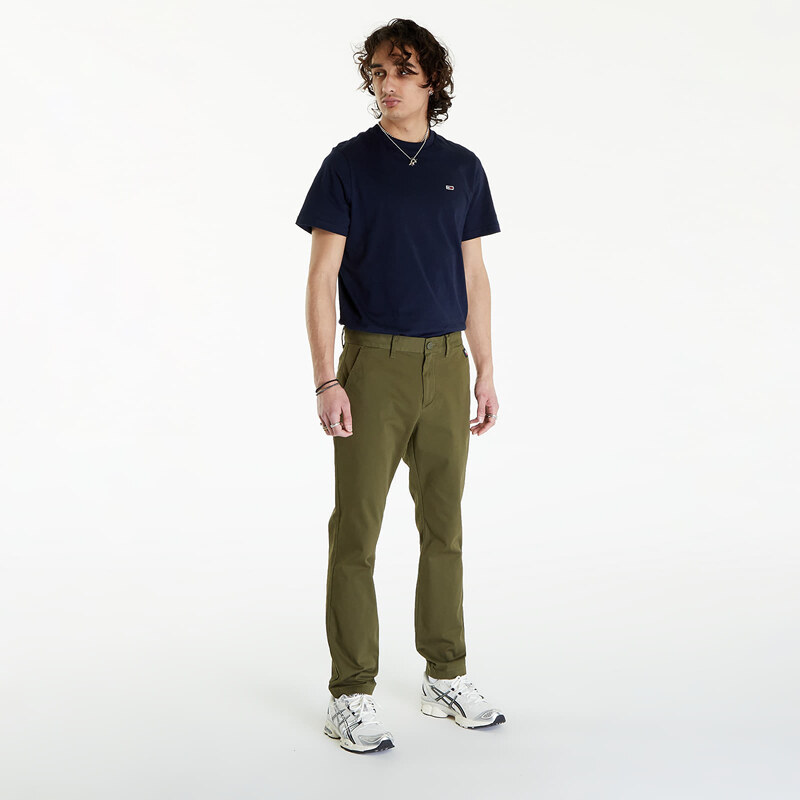 Tommy Hilfiger Pánské plátěné kalhoty Tommy Jeans Austin Chino Drab Olive Green