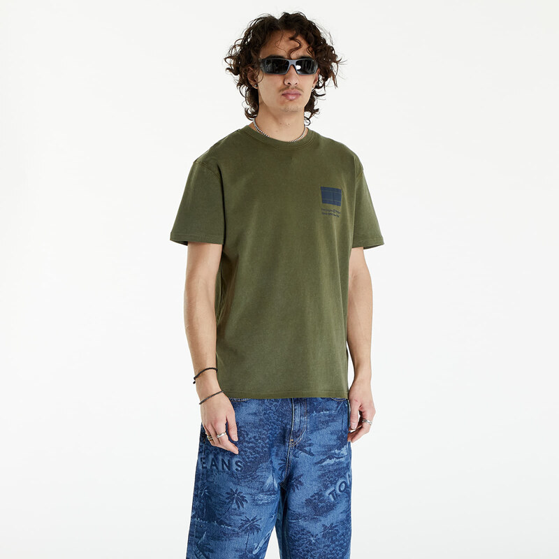 Tommy Hilfiger Pánské tričko Tommy Jeans Regular Essential Flag Tee Drab Olive Green