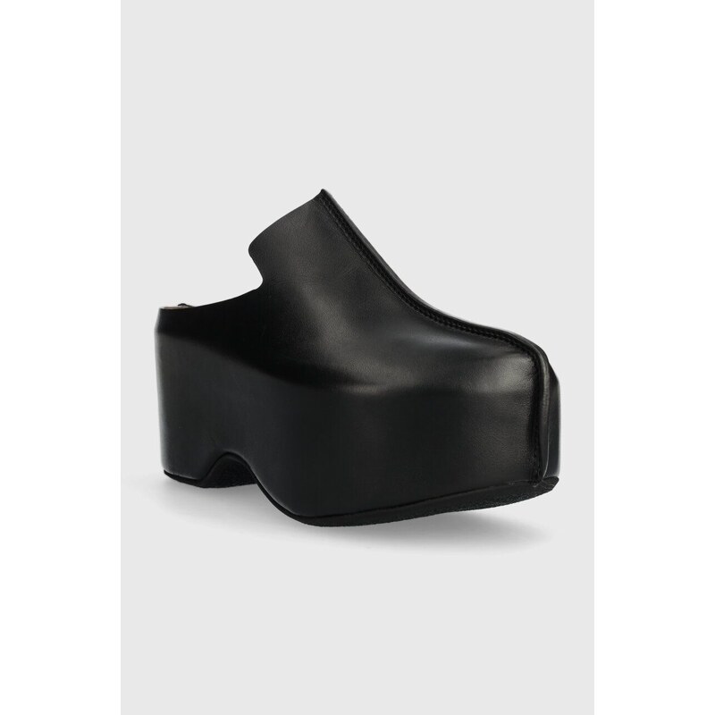 Kožené pantofle JW Anderson Platform Clog dámské, černá barva, na platformě, ANW42000A