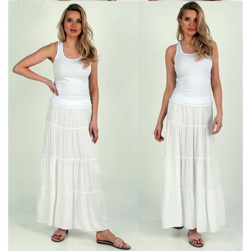Fashionweek Dlouhá maxi letní španělská sukně ze vzdušného materiálu s volánky ZIZI266