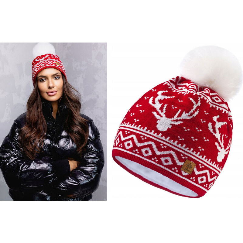 Fashionweek Dámská zimní čepice s bambulí flísová podšívka Woolk