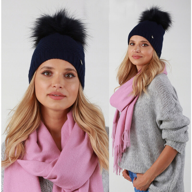 Fashionweek Dámská čepice zimní čepice s bambulí flísová