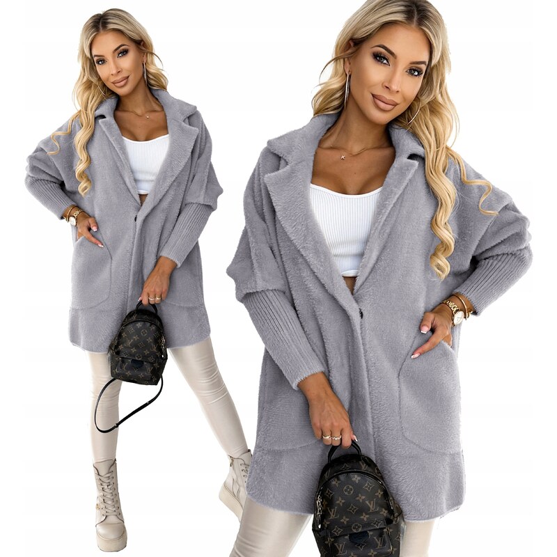 Fashionweek Dámský kabát z alpaky měkký vlněný kabát BR01