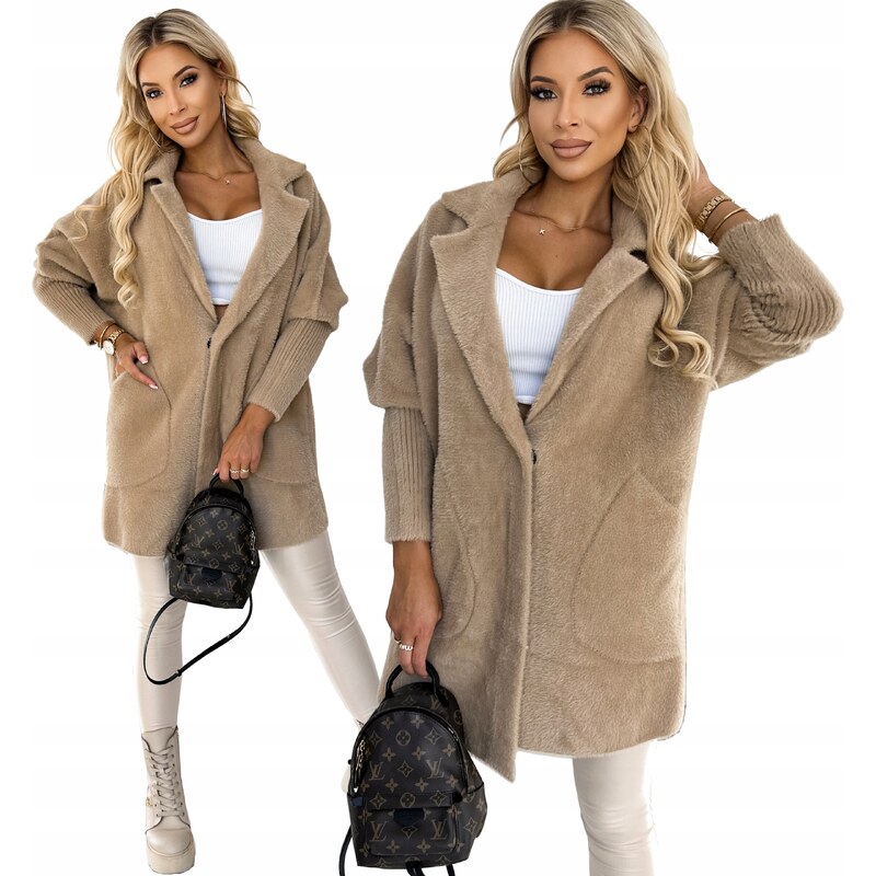 Fashionweek Dámský kabát z alpaky měkký vlněný kabát BR01