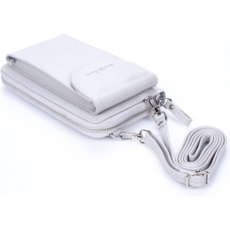 Jennifer Jones Mini kabelka na telefon a peněženka s popruhem na krk šedá 1125