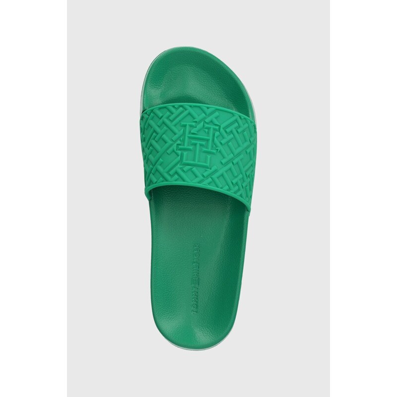 Pantofle Tommy Hilfiger TH MONOGRAM POOL SLIDE dámské, bílá barva, FW0FW06987