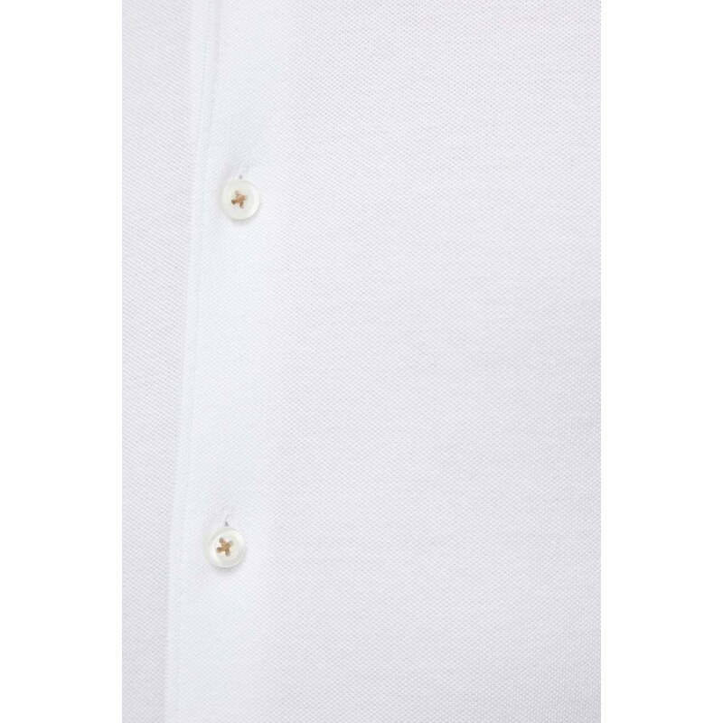 Bavlněná košile BOSS bílá barva, regular, s italským límcem