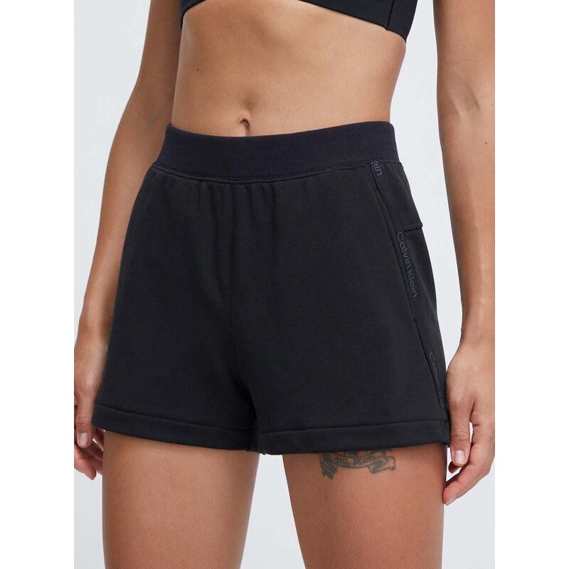 Tréninkové šortky Calvin Klein Performance černá barva, hladké, medium waist