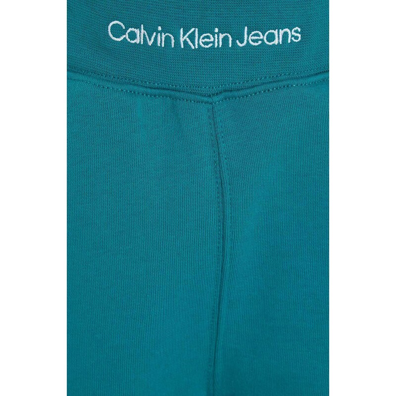 Dětské kraťasy Calvin Klein Jeans zelená barva