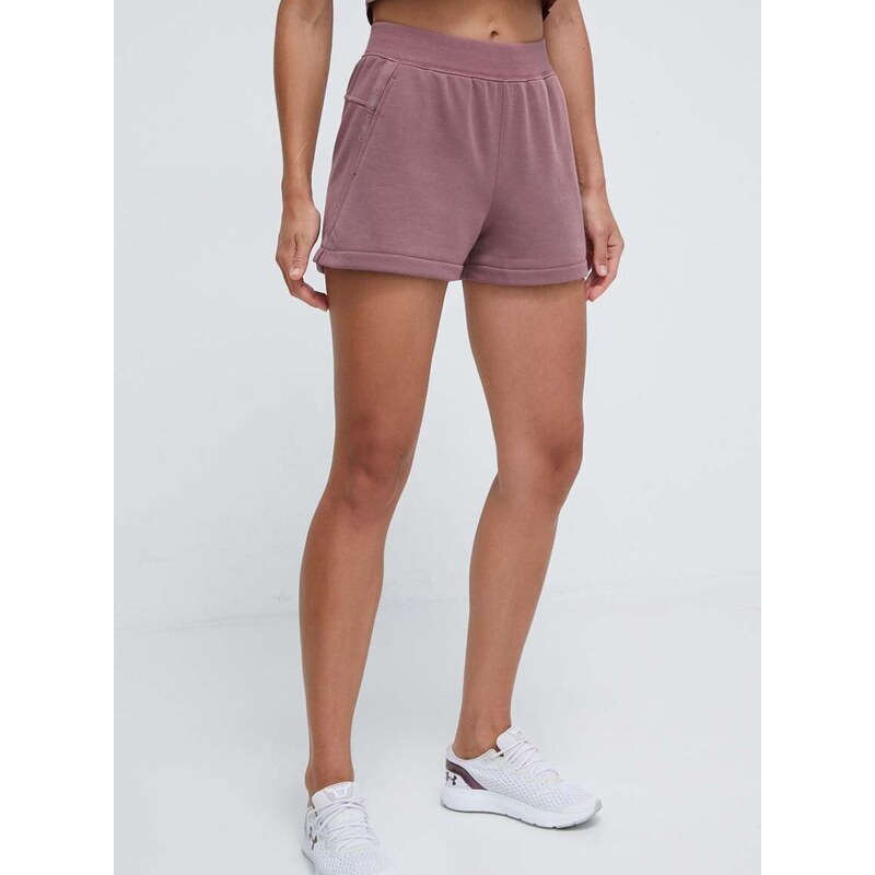 Tréninkové šortky Calvin Klein Performance růžová barva, hladké, medium waist