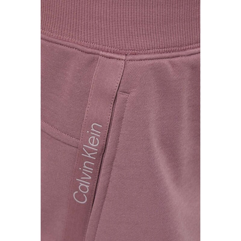 Tréninkové šortky Calvin Klein Performance růžová barva, hladké, medium waist