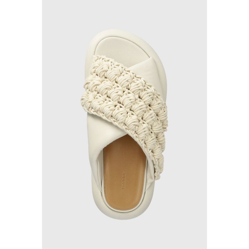 Pantofle JW Anderson Crochet Twister dámské, béžová barva, na platformě, ANW42027A