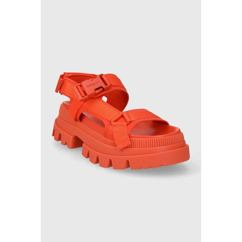 Sandály Desigual Road dámské, oranžová barva, na platformě, 24SSSP02.3136
