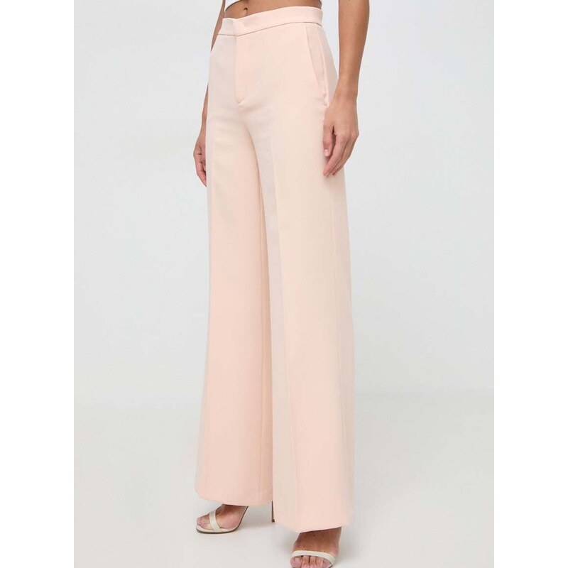 Kalhoty Twinset dámské, růžová barva, široké, high waist