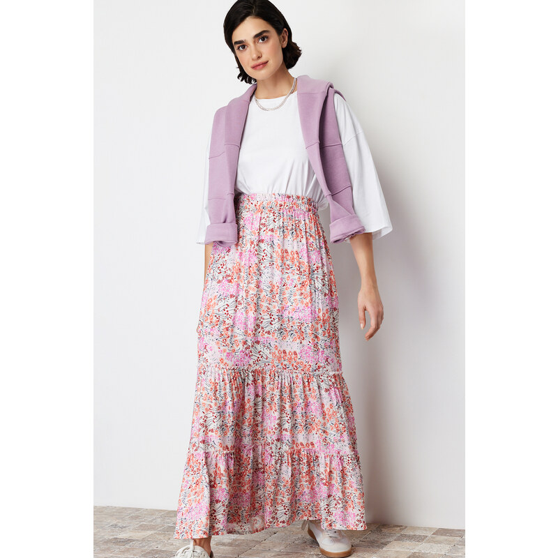 Trendyol Multi Color Floral Pattern Woven Skirt