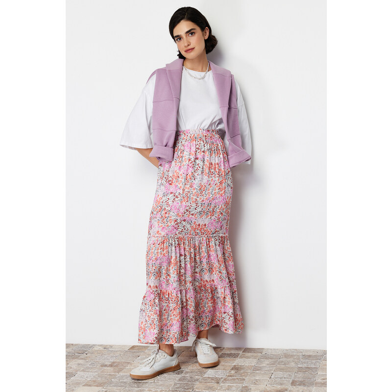 Trendyol Multi Color Floral Pattern Woven Skirt