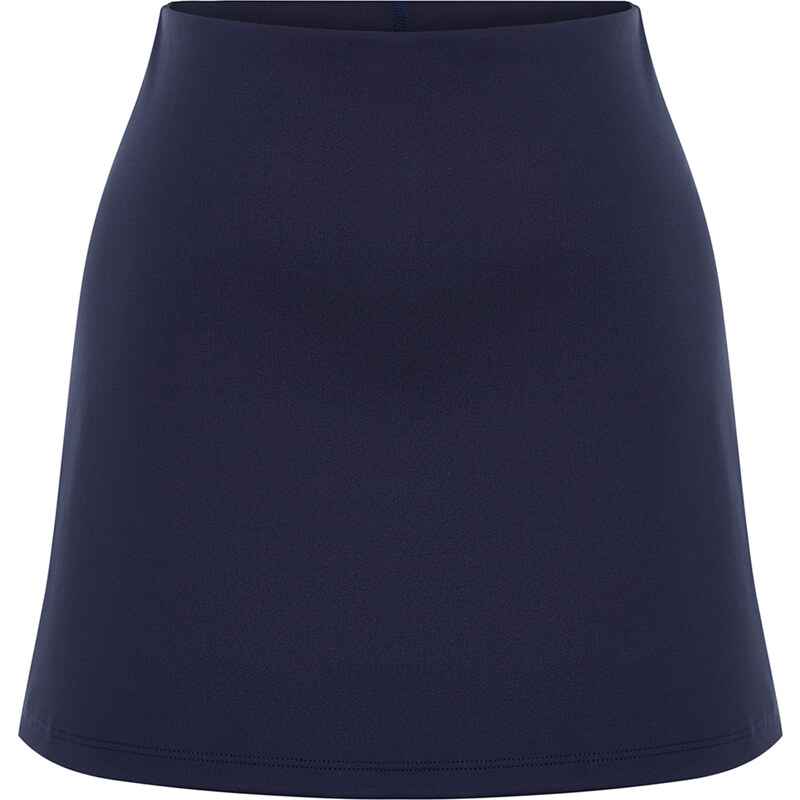 Trendyol Dark Navy Blue Reflector Printed 2 Layer Tennis Knitted Sports Shorts Skirt With Shorts With Pocket