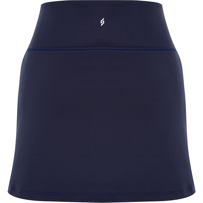 Trendyol Dark Navy Blue Reflector Printed 2 Layer Tennis Knitted Sports Shorts Skirt With Shorts With Pocket
