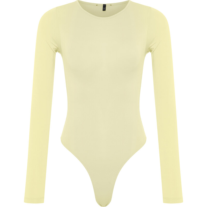 Trendyol Yellow Snaps Flexible Fitted Knitted Bodysuit