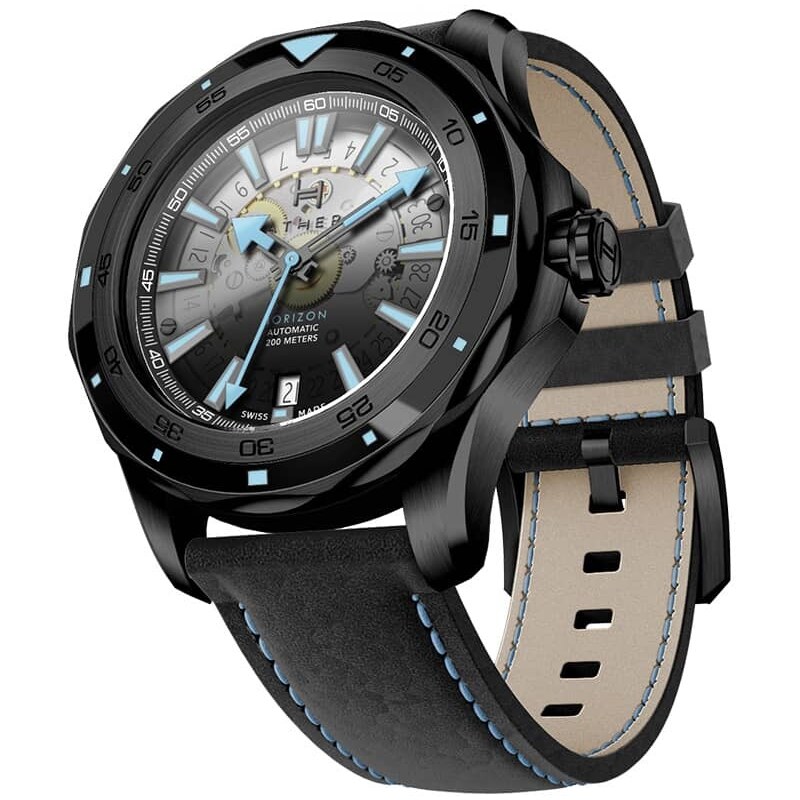 Circula Watches Černé pánské hodinky Fathers s koženým páskem Horizon Evolution All Black 40MM Automatic