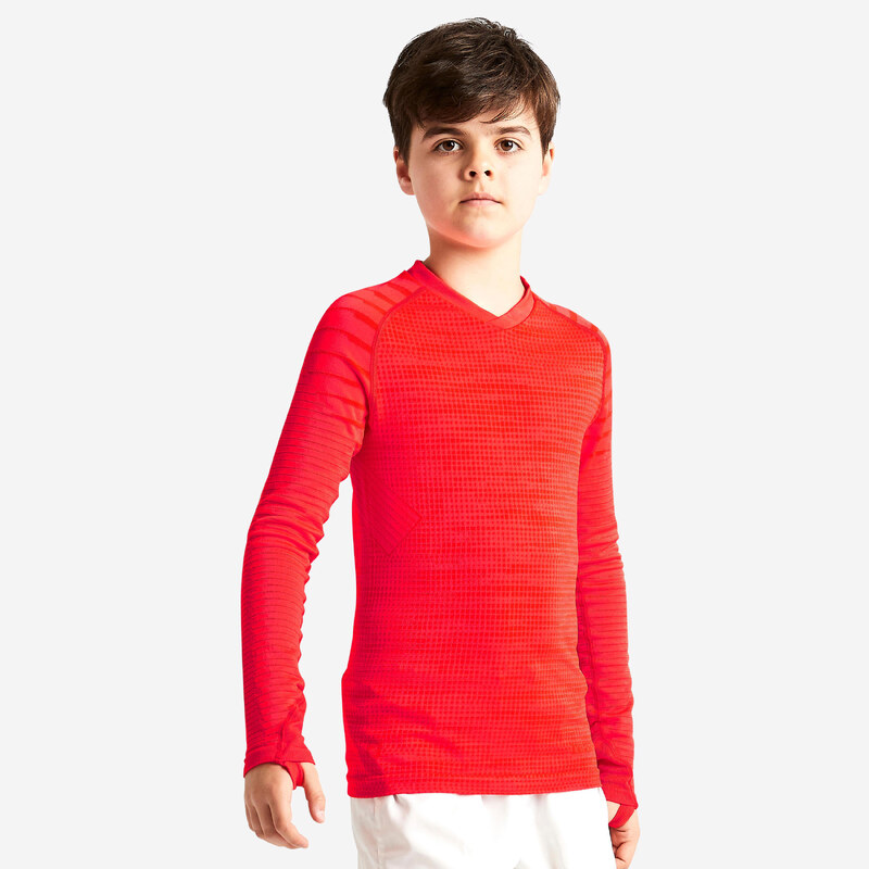 KIPSTA Dětské spodní funkční tričko s dlouhým rukávem Keepdry 500 oranžové