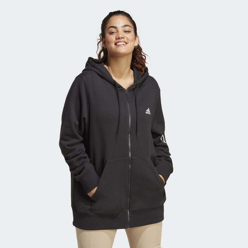 ADIDAS Mikina Essentials Linear Full-Zip French Terry Hoodie (plus size)