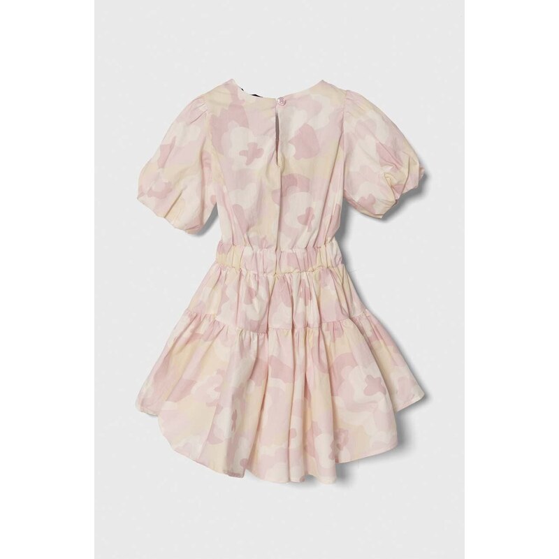 Dětské bavlněné šaty Pinko Up béžová barva, mini